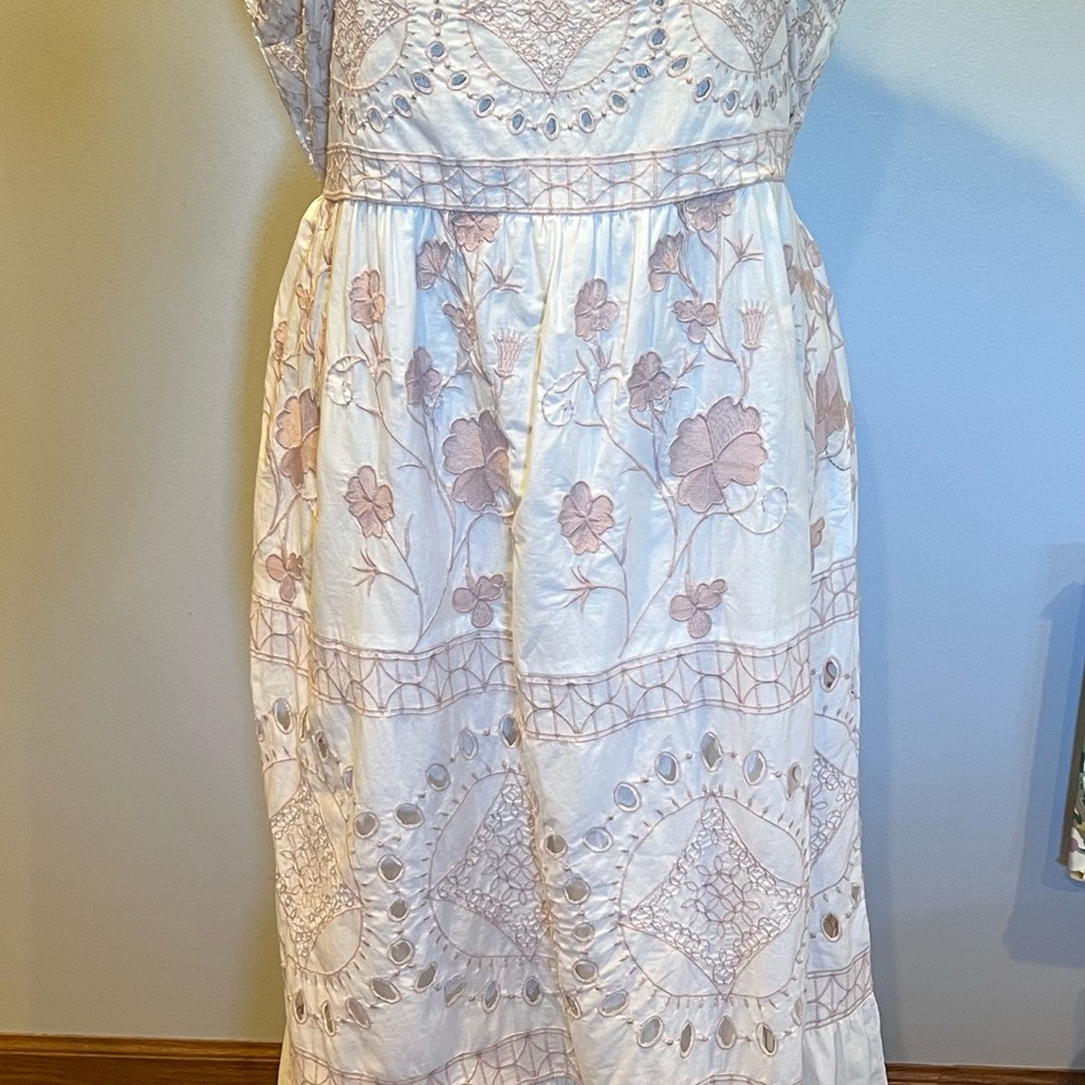 Tribal White and Blue Strapless Maxi Sundress